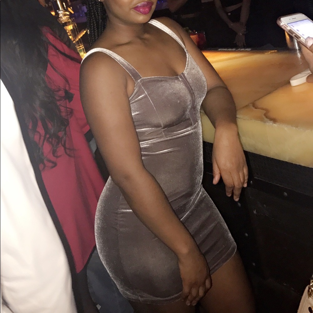 H&M Velour Gray Mini Dress 34/S